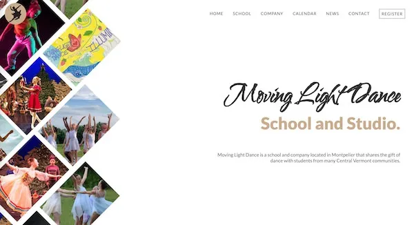 Moving Light new website homepage